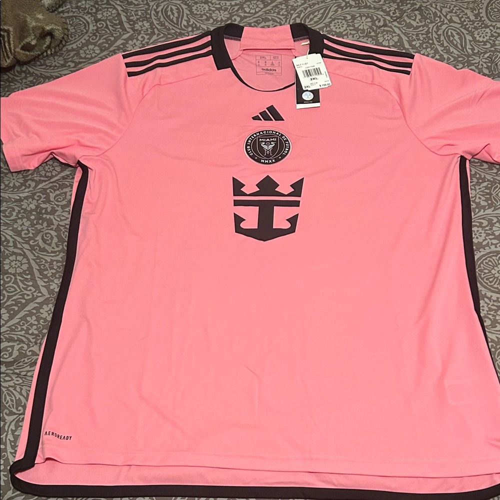 Adidas Pink and Black Soccer Jersey